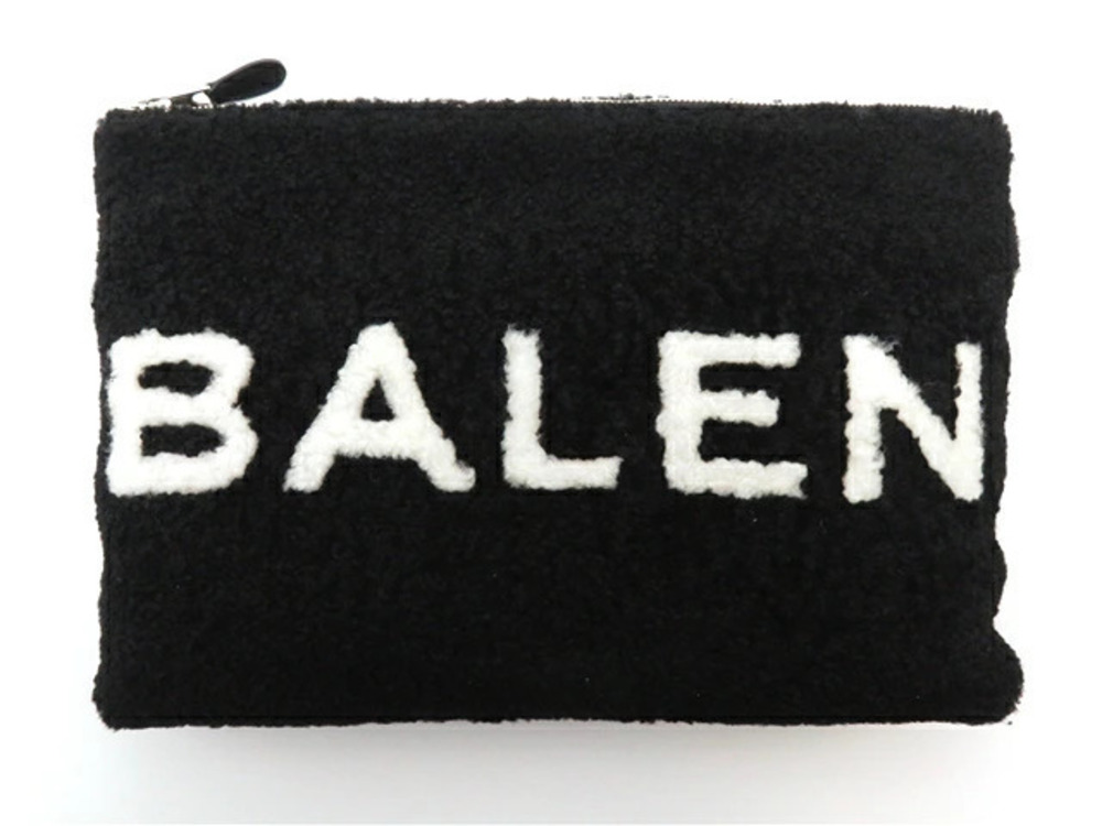 Balenciaga Shearling Pouch Clutch Bag Sheepskin Mouton Black White